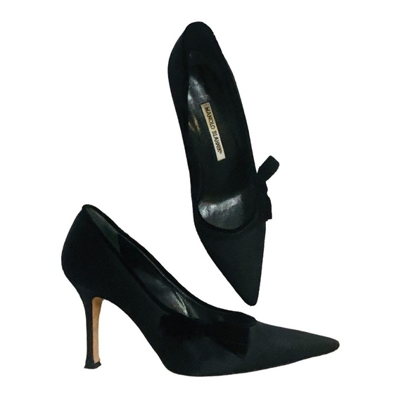 MANOLO Blahnik Satin Bow Pump High Heels SZ 40 US 10 - Picture 14 of 15